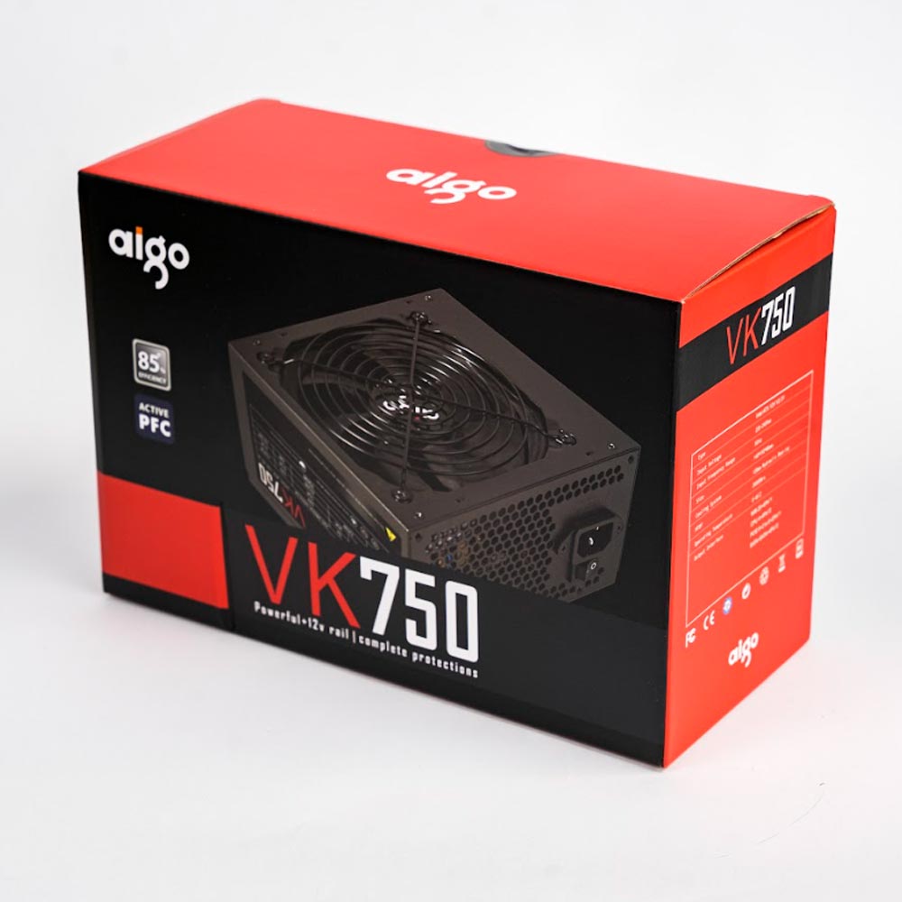 Nguồn máy tính Aigo VK750 - 750W (85 Plus/ Active PFC/ Single Rail)