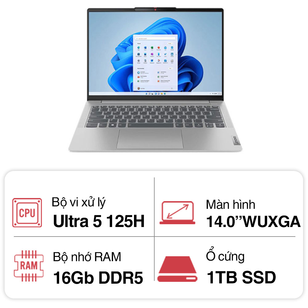 Laptop Lenovo IdeaPad Slim 5 14IMH9 OLED 83DA006TVN (Ultra 5 125H/ 16GB/ 1TB SSD/ 14 inch WUXGA/ Win11/ Grey/ Vỏ nhôm/ 2Y)