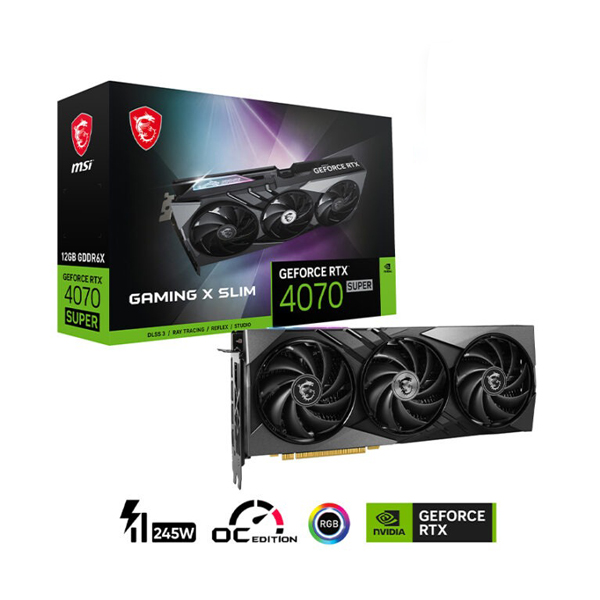 Cạc màn hình MSI GeForce RTX 4070 SUPER 12G GAMING X SLIM (GDDR6X/ 192 bit)