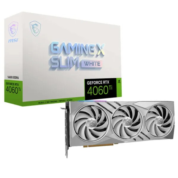 Cạc màn hình MSI GeForce RTX 4060 Ti GAMING X SLIM WHITE 16G (DDR6/ 128 bit)