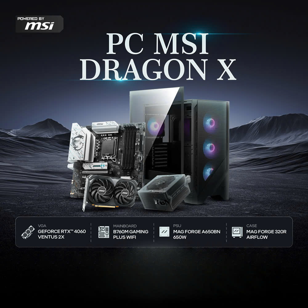 Máy tính PCPA x MSI Dragon X (I5 14400F/ 16GB/RTX 4060 8Gb/650W)