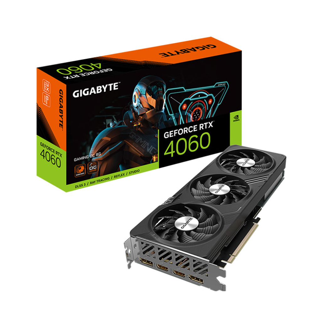 Cạc màn hình Gigabyte GeForce RTX 4060 GAMING OC (8GB/ GDDR6/ 128 bit)