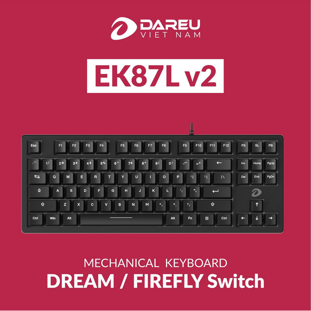 Bàn phím cơ Dareu EK87L V2 Black Firefly Switch
