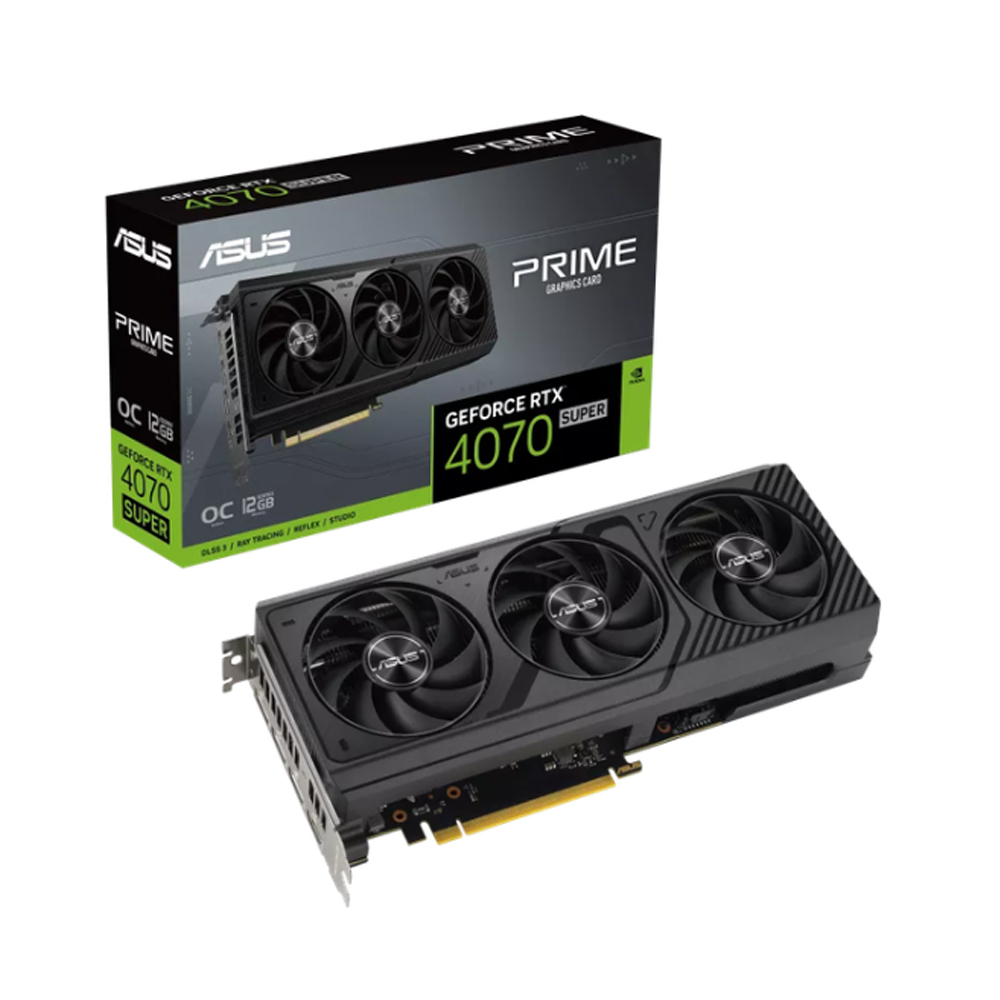 Cạc màn hình Asus Prime GeForce RTX 4070 SUPER OC Edition 12GB (GDDR6X/ 192 bit)