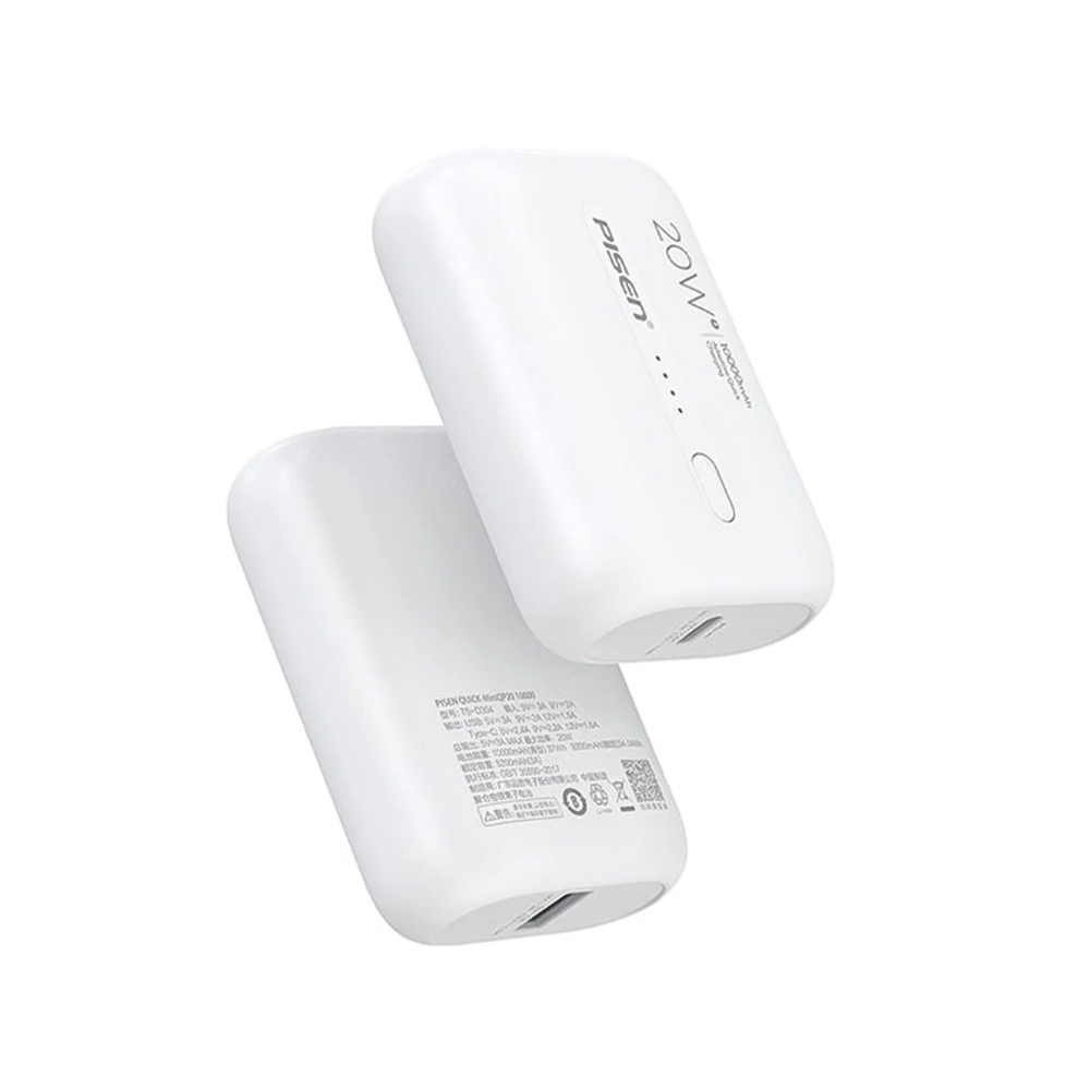 Pin sạc dự phòng Pisen 10.000 mAh  QUICK-Power Tiny TS-D304 20W Màu trắng