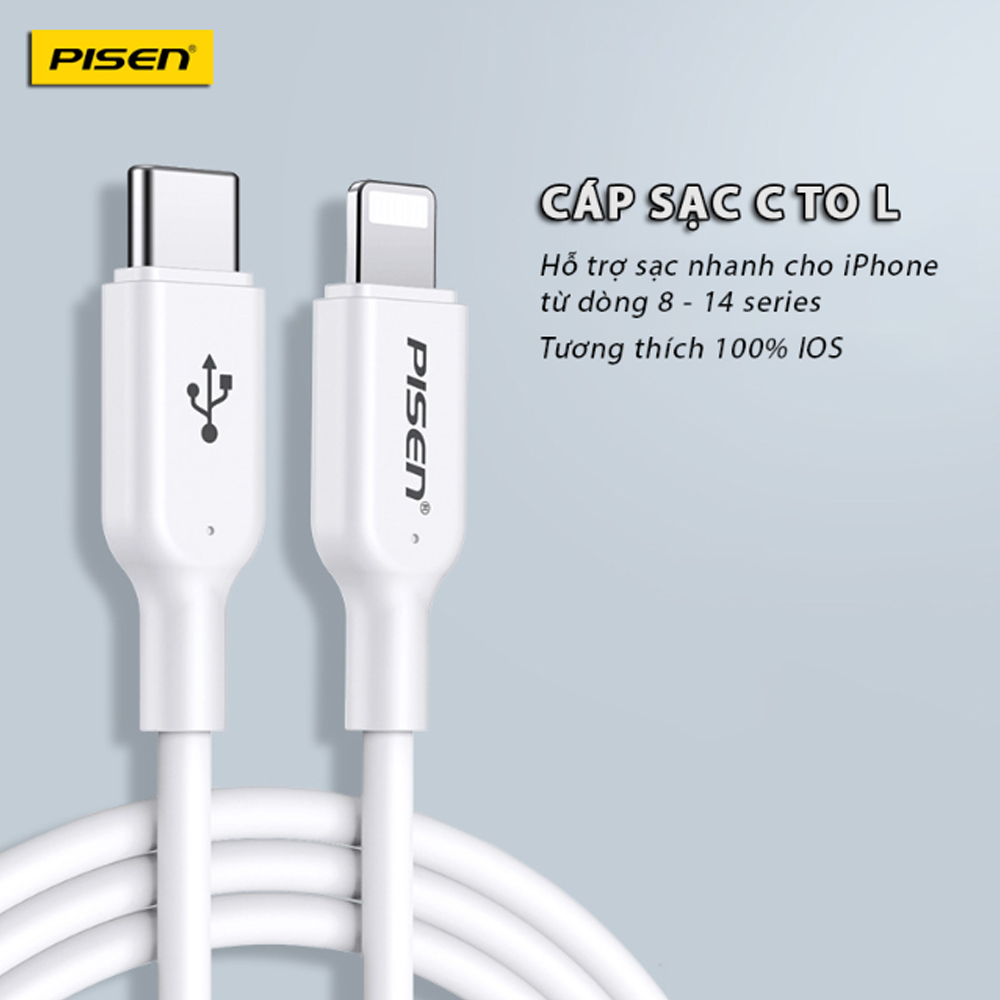 Cáp sạc Pisen type-C - Lightning 1m CL-PD-1000