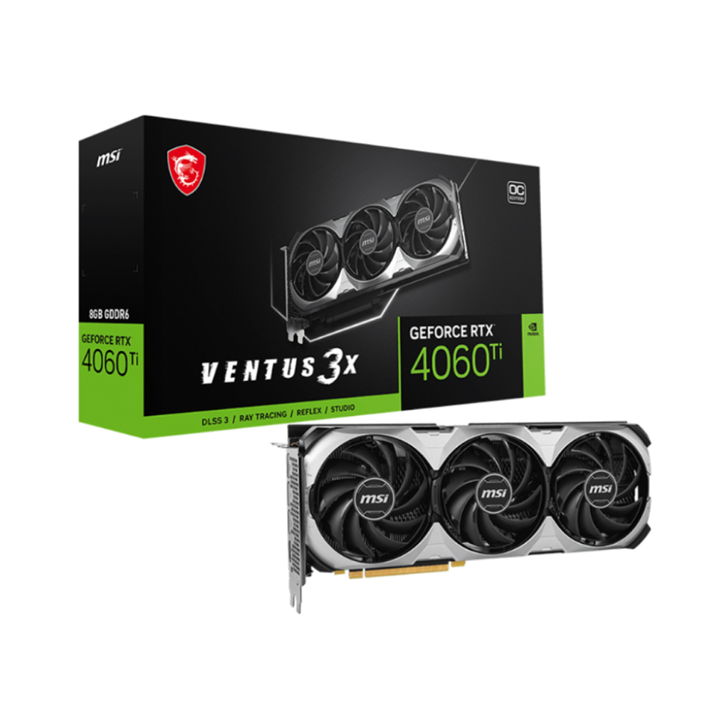 Cạc màn hình MSI GeForce RTX 4060 TI VENTUS 3X E 8G OC (DDR6/ 128 bit)