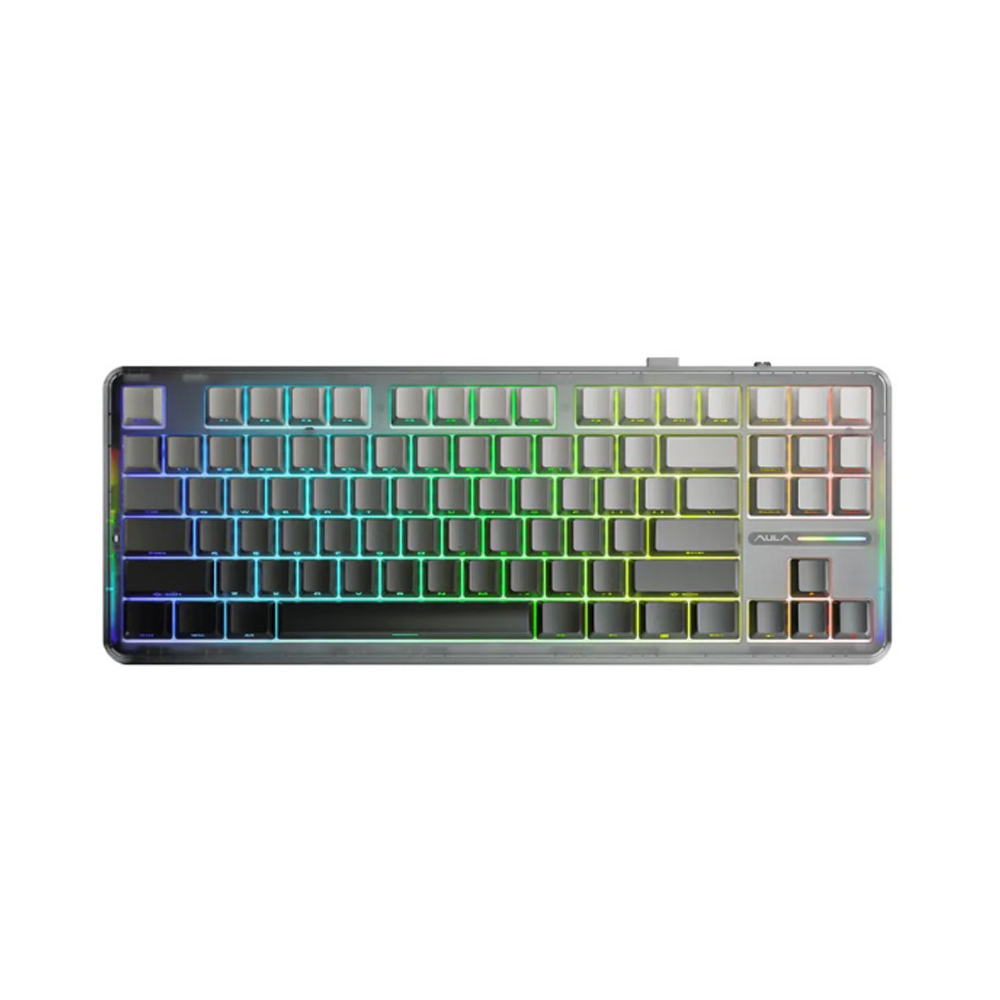 Bàn phím cơ Aula F87/ F87 PRO Black gradient, Grey wood V4 switch (Bluetooth/Wireless/ LED RGB/ Đen)