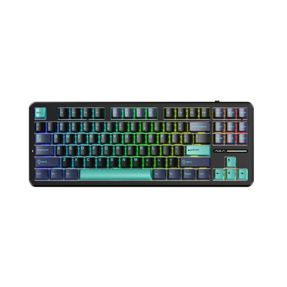 Bàn phím cơ Aula F87/ F87 PRO Xanh đậm+đen+xanh cổ vịt, Greywood V4 switch