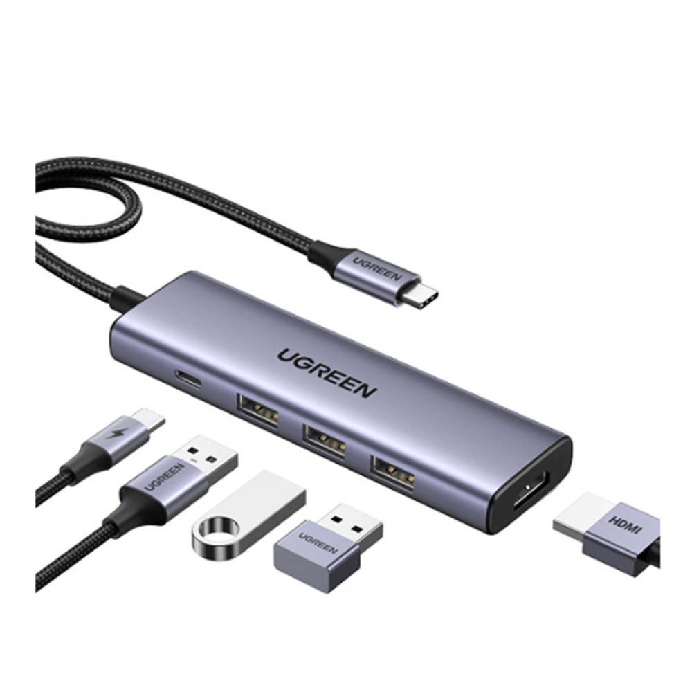 Bộ chuyển Ugreen 15596 USB-C (Type C) sang HDMI, 3 x USB3.0, USB-C PD