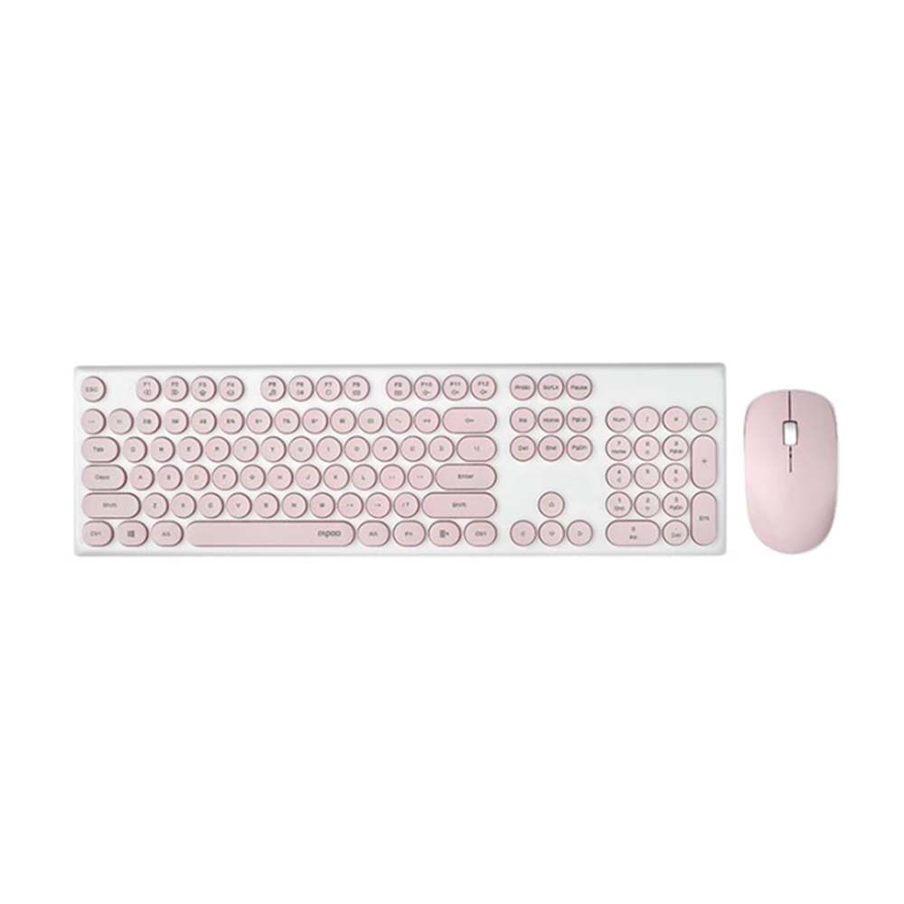 Bộ bàn phím chuột không dây Rapoo X260S - Màu hồng
