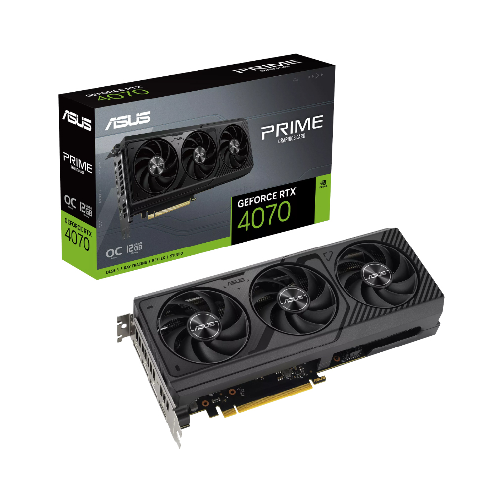 Cạc màn hình Asus Prime GeForce RTX 4070 OC Edition (12GB/ GDDR6X/ 192 bit)