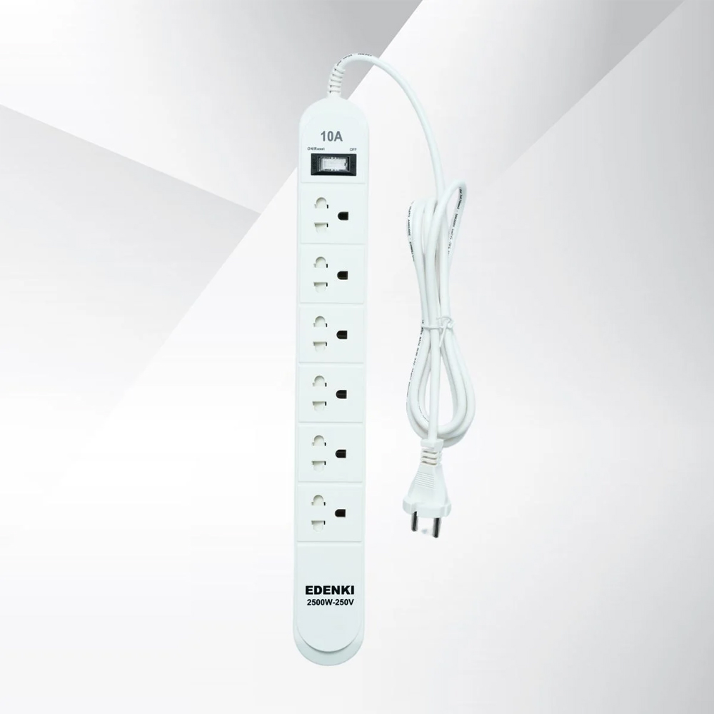 Ổ cắm điện Edenki ED-6C4W White (6 Lỗ đa năng - 4M 10A)