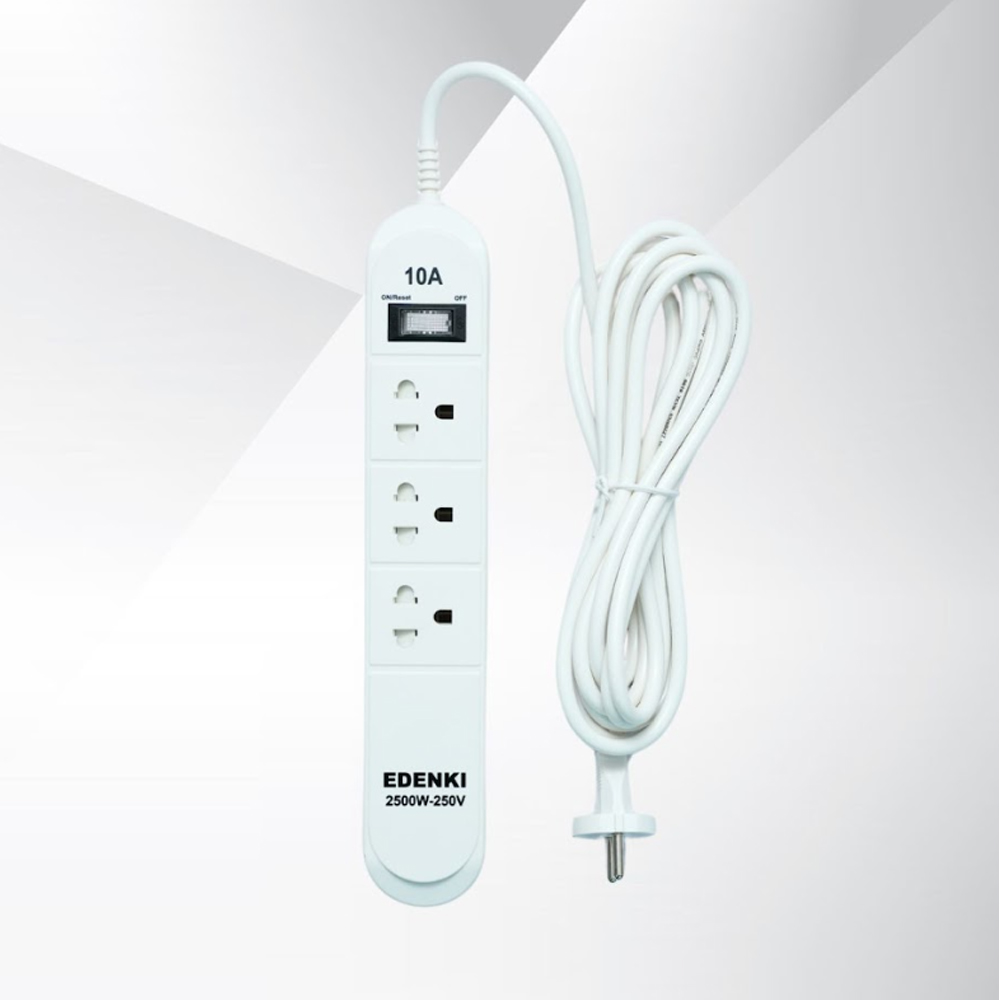 Ổ cắm điện Edenki ED-3C2W White (3 Lỗ đa năng - 2M 10A)