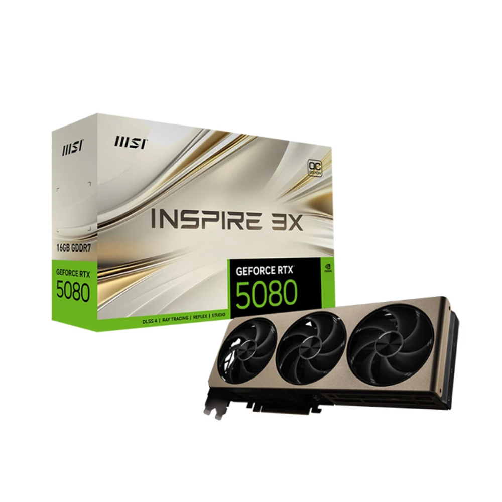 Cạc màn hình MSI GeForce RTX 5080 16G INSPIRE 3X OC (GDDR7/ 256 bit)
