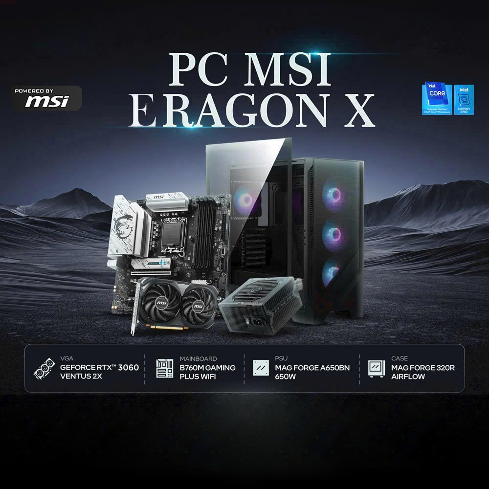Máy tính PCPA x MSI Eragon X (I5 14400F/16GB/RTX 3060 12Gb/650W)