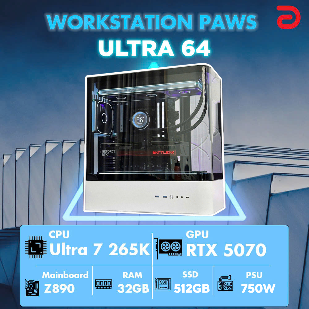 Máy tính PAWS Ultra 64 (Core Ultra 7 265K/Z890/32GB/RTX 5070 12Gb)