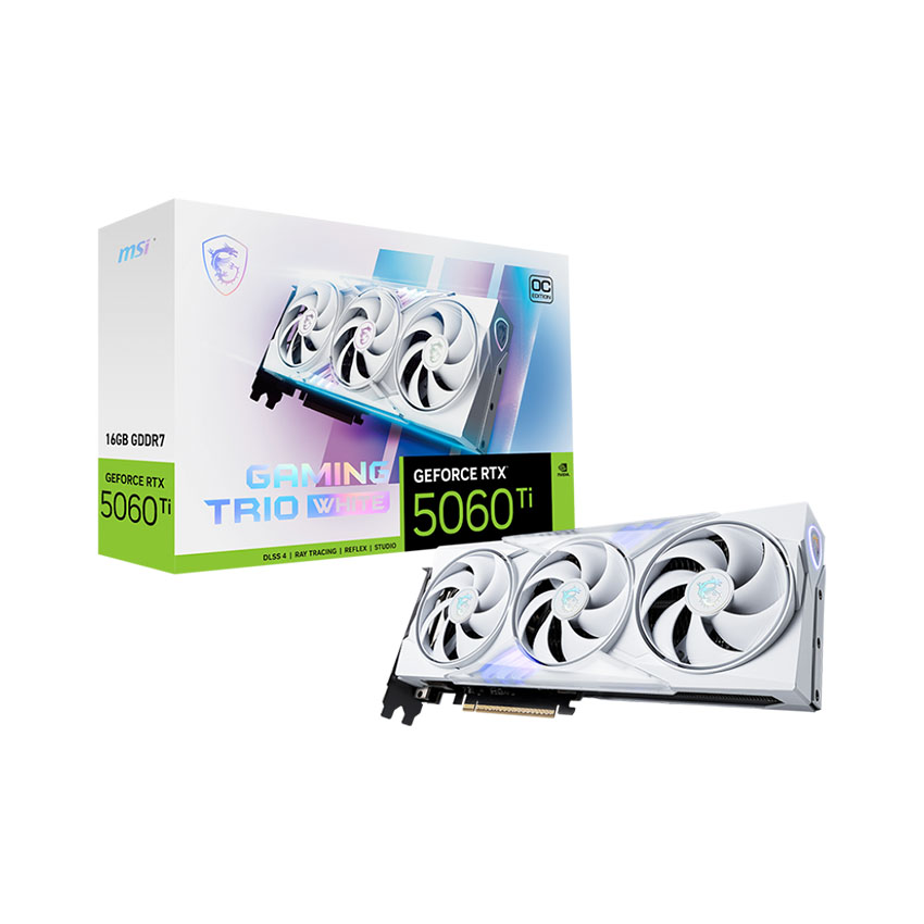 Cạc màn hình MSI GeForce RTX 5060 Ti 16G GAMING TRIO OC WHITE (GDDR7/ 128 bit)