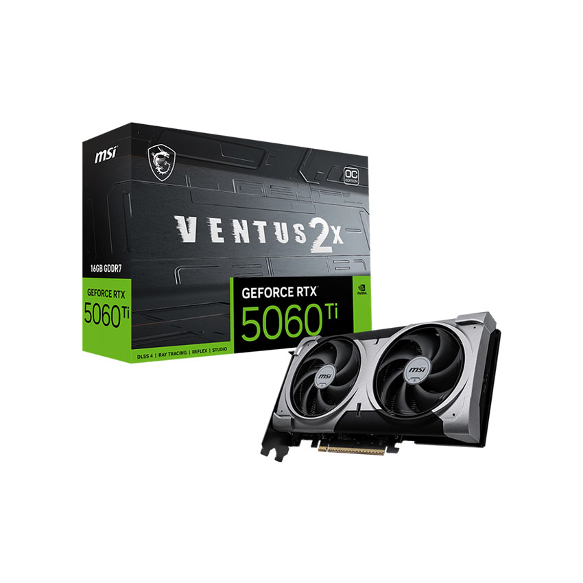 Cạc màn hình MSI GeForce RTX 5060 Ti 16G VENTUS 2X OC PLUS (GDDR7/ 128 bit)