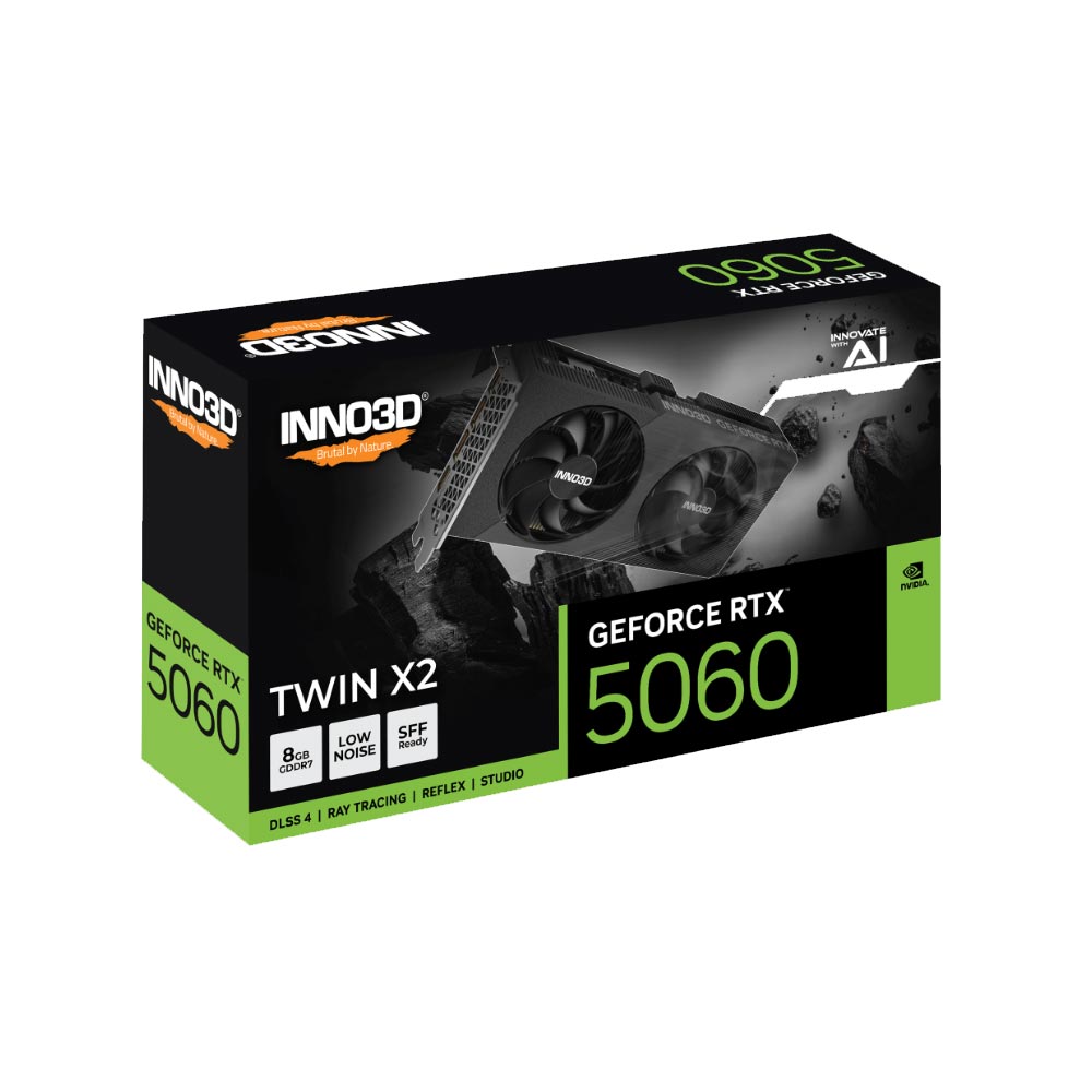 Cạc màn hình Inno3D GeForce RTX 5060 Twin X2 OC (8GB/ GDDR7/ 128 bit)