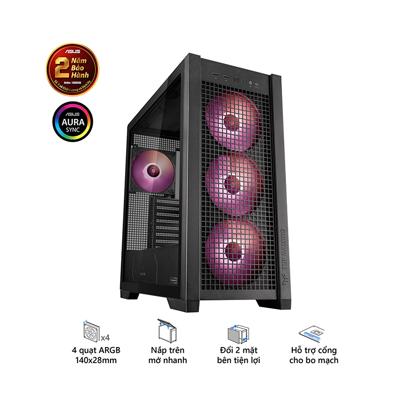 Vỏ máy tính Asus TUF Gaming GT302 (Full Tower/ E-ATX/4 Fan ARGB/ Đen )