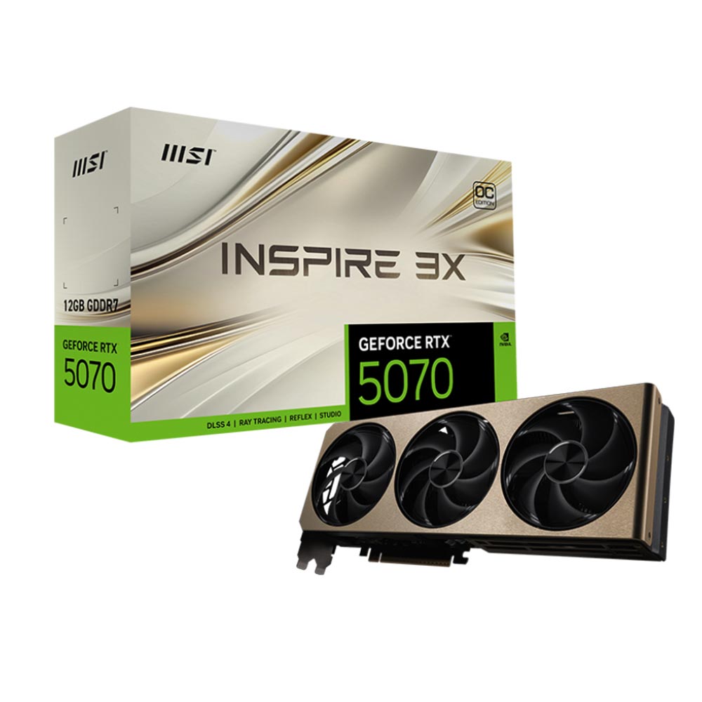 Cạc màn hình MSI GeForce RTX 5070 12G INSPIRE 3X OC (GDDR7/ 192 bit)