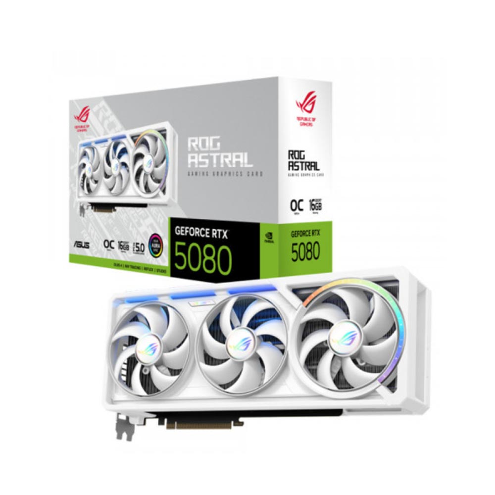 Cạc màn hình Asus ROG Astral GeForce RTX 5080 16GB GDDR7 WHITE OC Edition (GDDR7/ 256 bit)