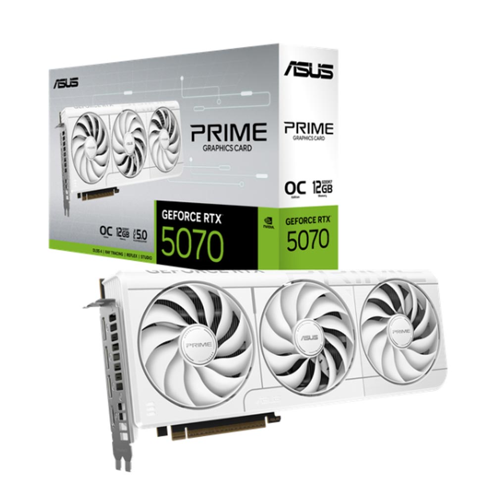 Cạc màn hình Asus Prime GeForce RTX 5070 White OC Edition 12GB (GDDR7/ 192 bit)