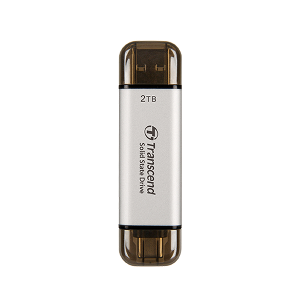 Ổ cứng di động SSD Transcend 2Tb TS2TESD310S (Type-C và USB3.2/ 1050Mb/s/ 950Mb/s/ Bạc)