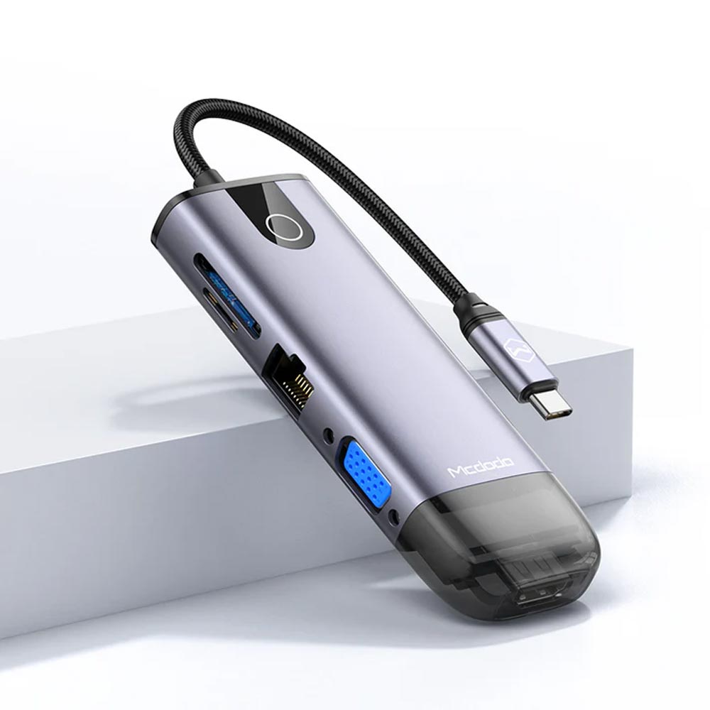 Bộ chuyển đổi Mcdodo HU-7420 type-C to HDMI, USB, VGA, Lan Gigabit, SD, PD 100W