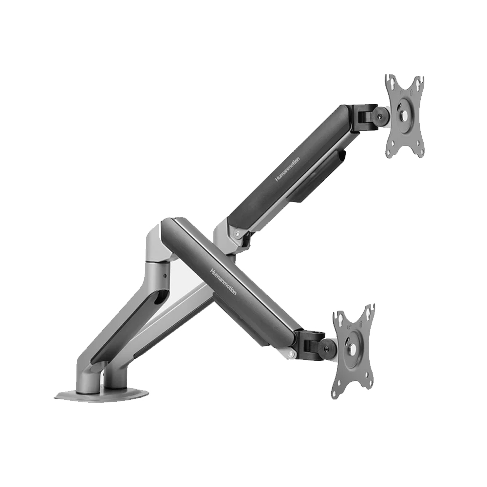 Giá treo màn hình HyperWork T6 Pro Dual GRY (2 màn hình/ 22inch - 32inch/ Xám đen/ Gắn bàn)