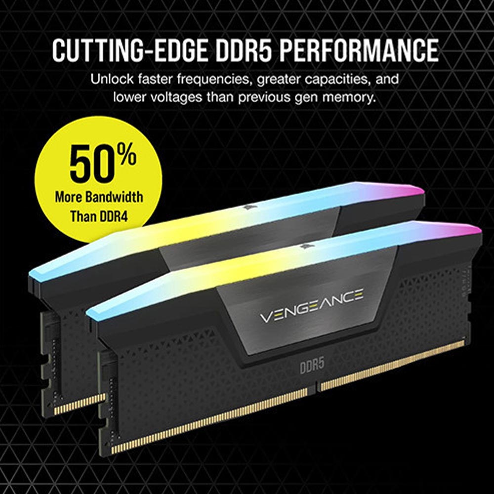 Ram PC Corsair Vengeance RGB 64GB (2x32GB) DDR5 6000Mhz (CMH64GX5M2D6000C40)