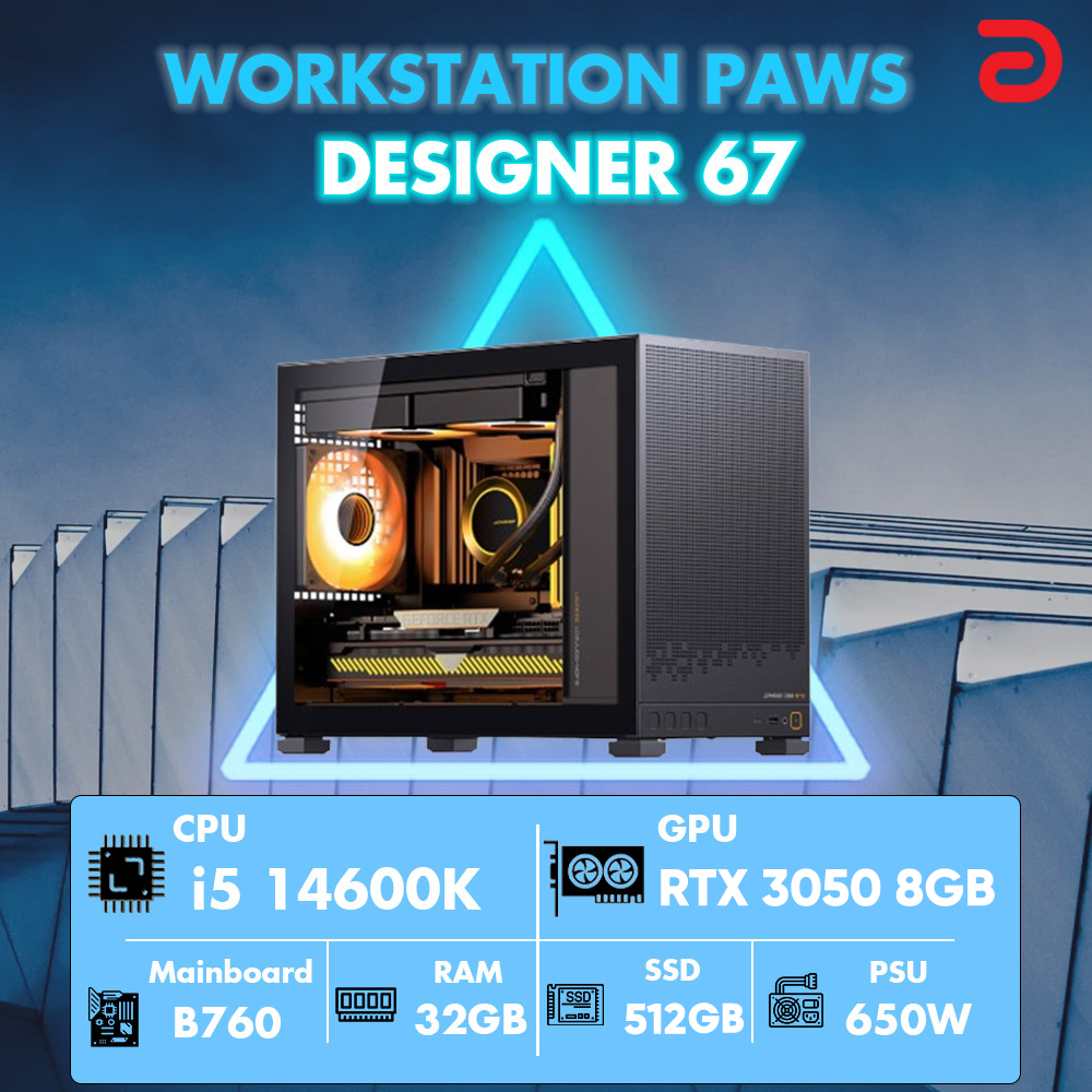 Máy tính PAWS DESIGNER 67 (Core i5 14600K/B760/32GB/RTX 3050 8Gb)