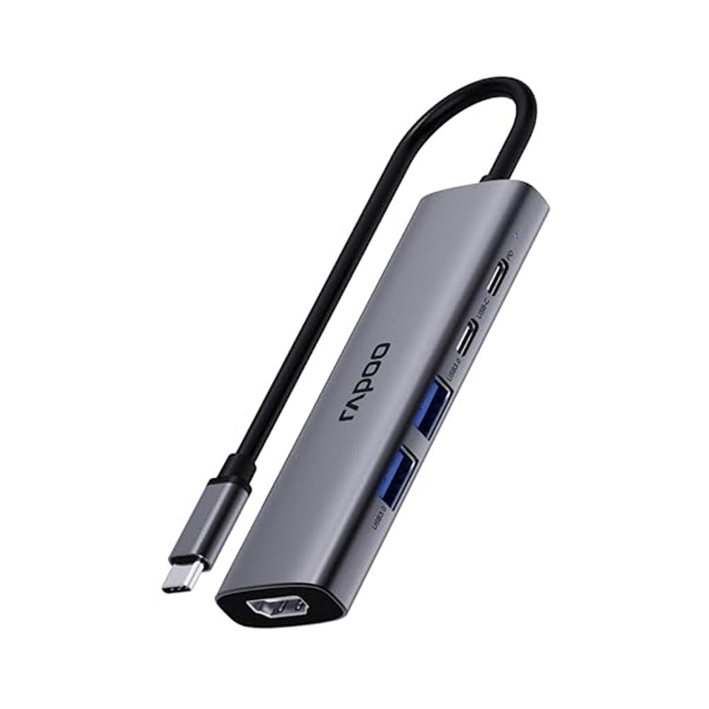 Bộ chuyển đổi Rapoo XD51 USB-C sang HDMI, USB-C, USB 3.0 x2, PD