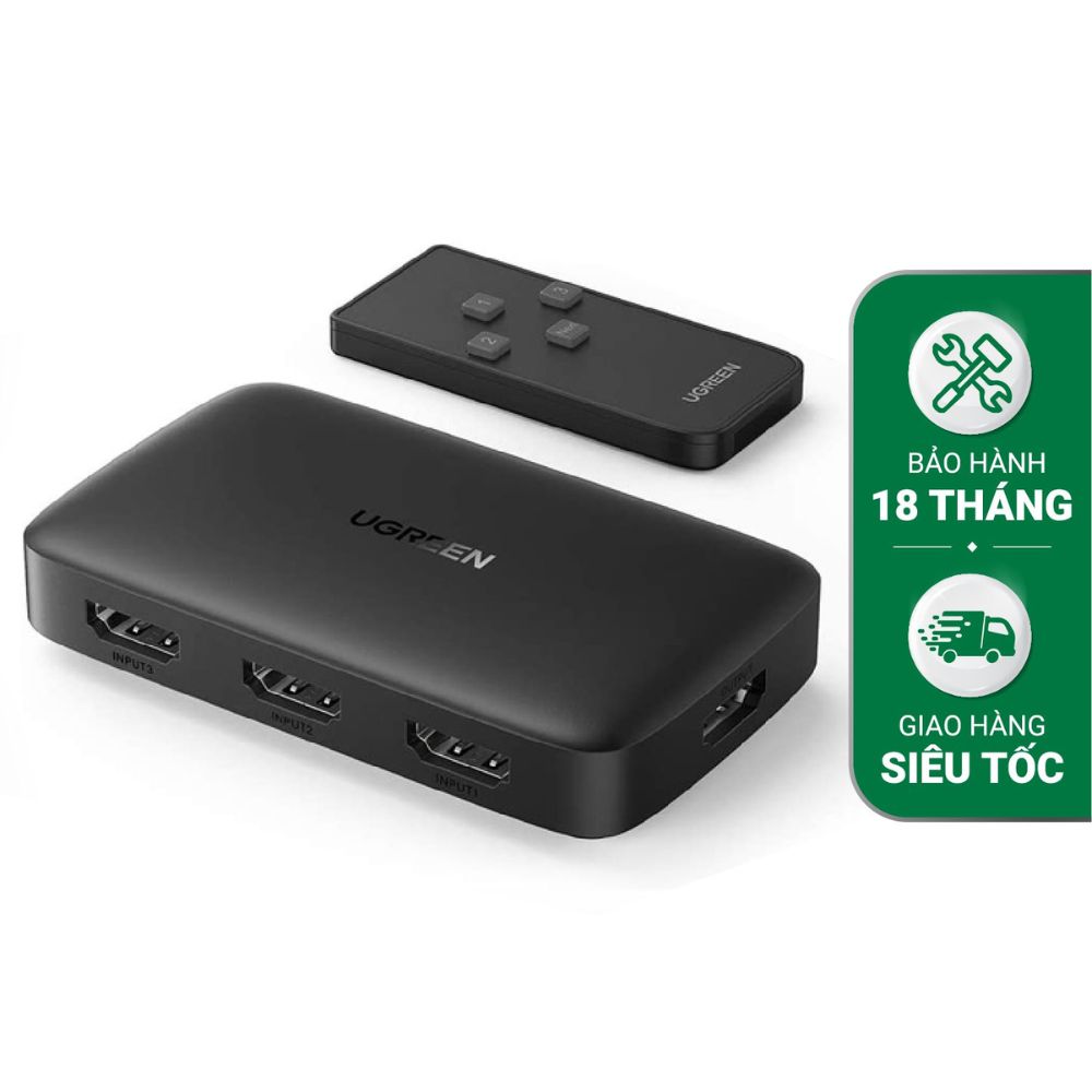 Bộ gộp HDMI Ugreen 80125 3 vào 1 ra hỗ trợ 4K/30Hz cao cấp