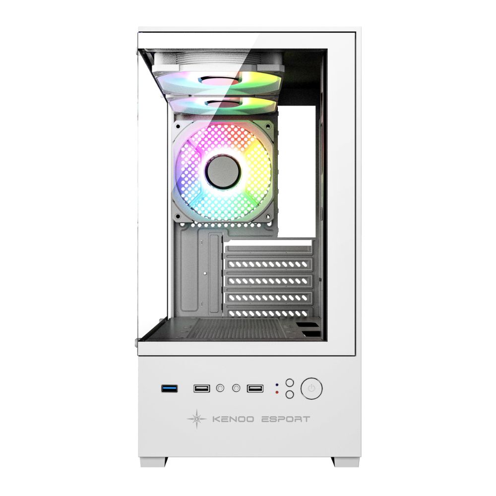 Vỏ máy tính KENOO ESPORT MK120 - Màu Trắng (Mini Tower/ M-ATX)