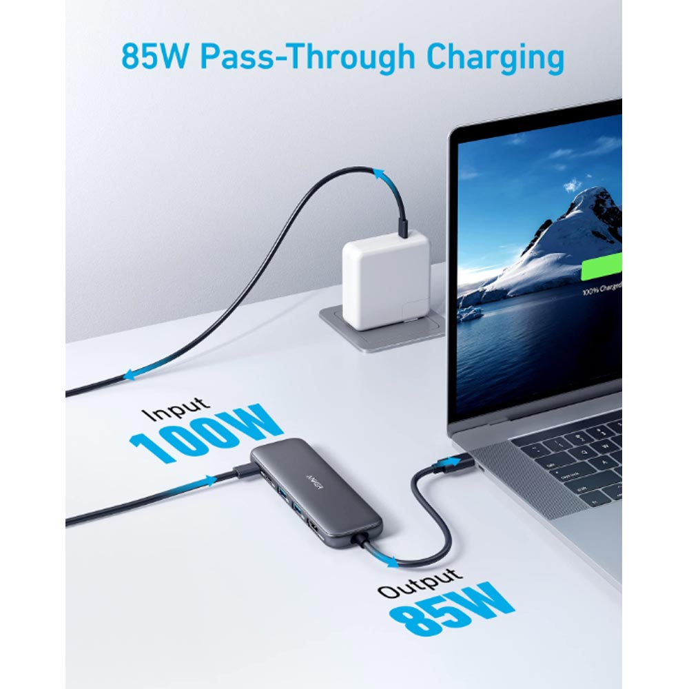 Bộ chuyển đổi Anker A8355H11 USB C to HDMI, USB A, Type C PD