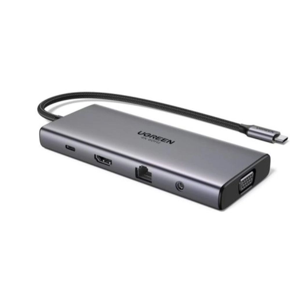 Bộ chuyển đổi Ugreen 45520 USB Type-C sang HDMI, VGA, 2 x USB-C, 2 x USB-A, RJ45, SD/TF, 3.5mm