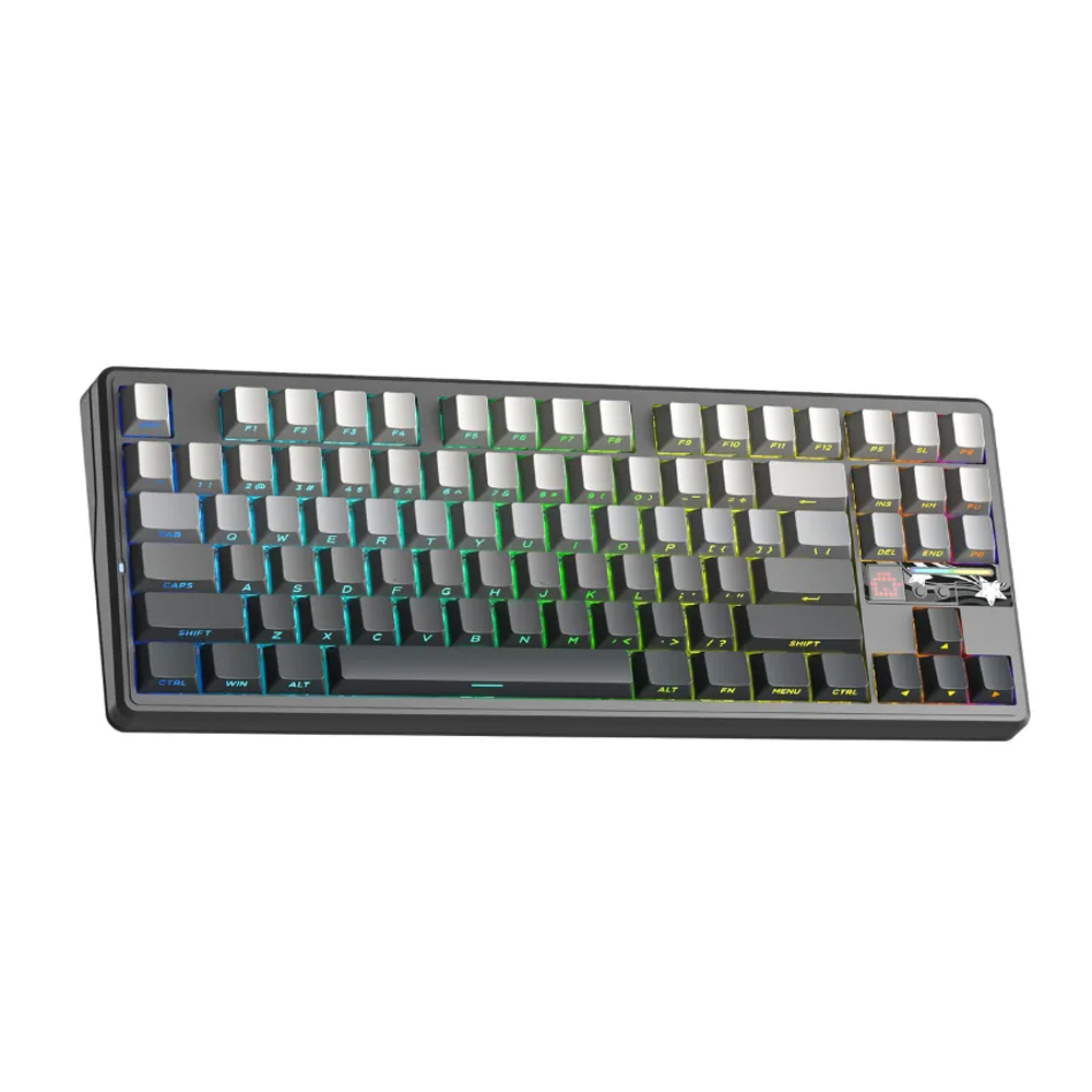 Bàn phím cơ Aula 3 MODE F87 Pro V2 Xám đen gradient Grey Wood V4 Switch