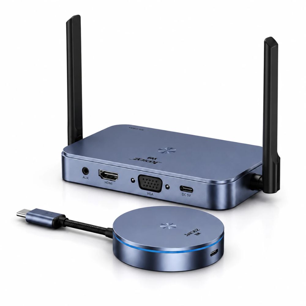 Bộ thu phát không dây trình chiếu từ xa  HDMI + VGA không dây 50m Jasoz T-G168 hỗ trợ 4K/30Hz (vỏ nhôm)