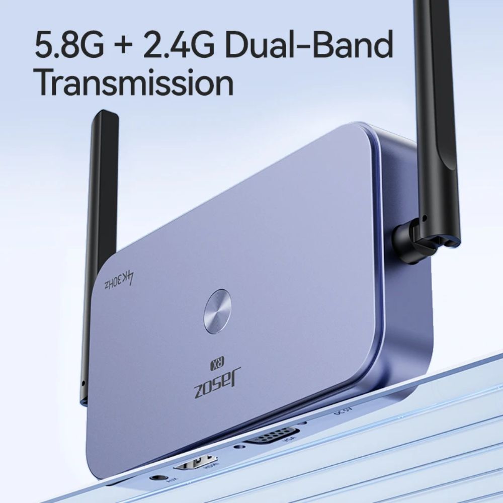 Bộ thu phát không dây trình chiếu từ xa  HDMI + VGA không dây 50m Jasoz T-G168 hỗ trợ 4K/30Hz (vỏ nhôm)