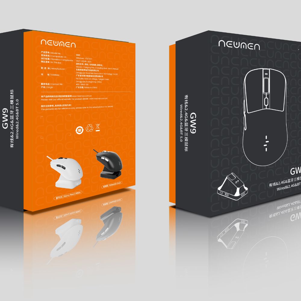Chuột Gaming không dây Newmen GW9 TRẮNG (Bluetooth/Wireless/ Pin sạc)