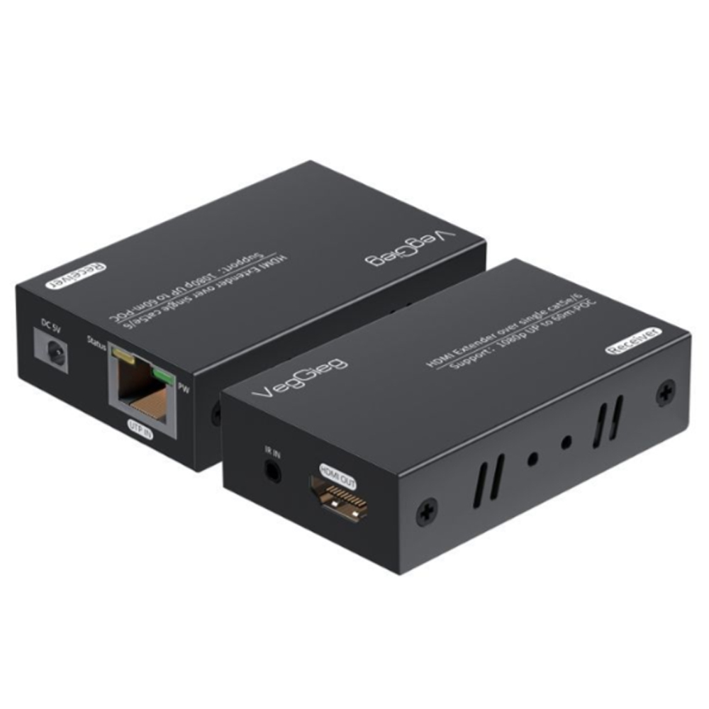 Bộ khuếch đại kéo dài tín hiệu HDMI qua Lan 60M VegGieg V-HE60