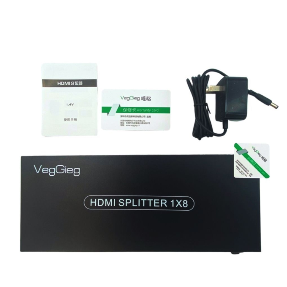 Bộ chia HDMI VegGieg V-HD08 từ 1 ra 8 hỗ trợ độ phân giải 4Kx2K@30Hz
