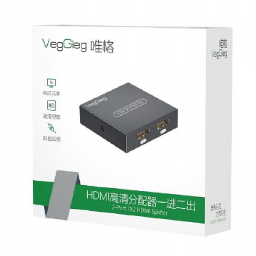 Bộ chia HDMI VegGieg V-HD06 từ 1 ra 2 hỗ trợ độ phân giải 4Kx2K@30Hz