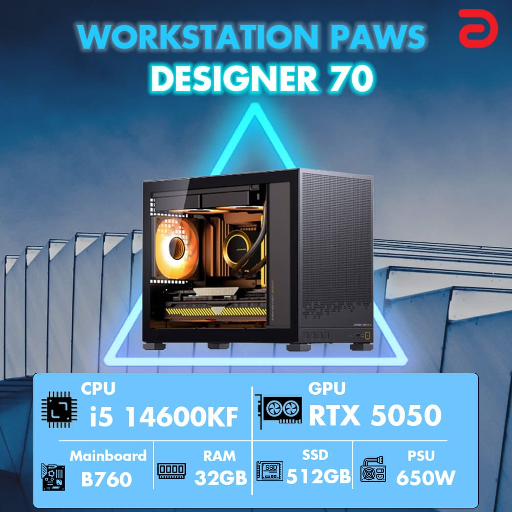 Máy tính PAWS DESIGNER 70 (Core i5 14600KF/B760/32GB/RTX 5050 8Gb)