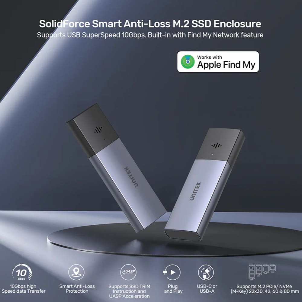 Hộp đựng ổ cứng SSD Unitek S1251AGY01 M.2 NVMe USB Type-C 10Gbps (chống trộm)