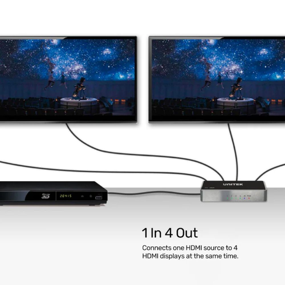 Bộ chia cổng HDMI Unitek V1109A 1 ra 4 cổng hỗ trợ 4K@30Hz cao cấp