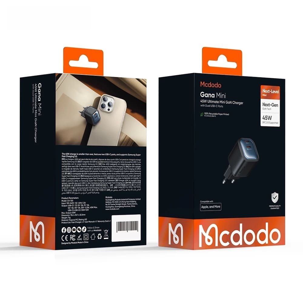 Củ sạc Mcdodo 2 cổng type C 45W CH-1000