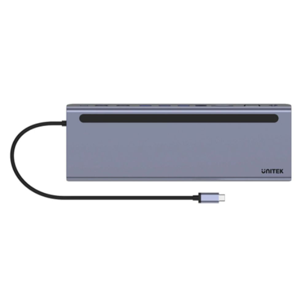 Bộ chuyển đổi Unitek D1022B 11 in 1 USB Type-C sang HDMI 4K@30Hz + VGA + USB-A + CardReader + 3.5mm + LAN + PD 100W
